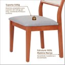 Ver imagem 7 de Kit 4 Cadeiras Madeira Maciça com Estofado e Fibra Natural Rattan Maya Yescasa Marrom/Champagne/Cinza