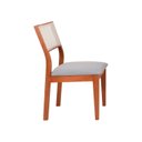 Ver imagem 6 de Kit 4 Cadeiras Madeira Maciça com Estofado e Fibra Natural Rattan Maya Yescasa Marrom/Champagne/Cinza