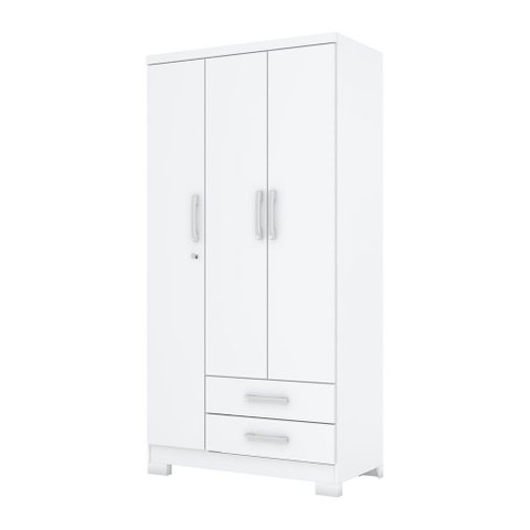 Guarda-roupa 91cm Solteiro 3 Portas 2 Gavetas Açaí Henn