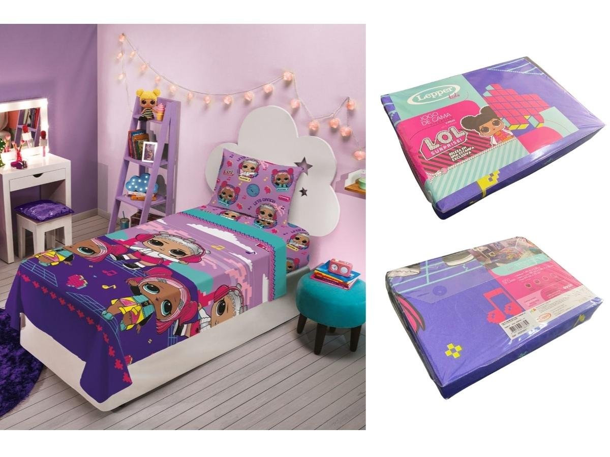 Jogo de Cama Infantil Lepper Lol Solteiro 3 Peças Microfibra Roxo - 6