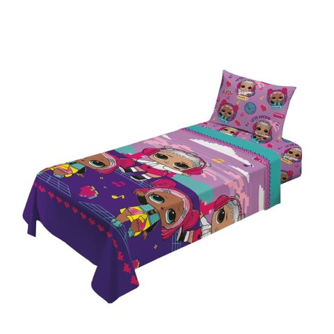 Jogo de Cama Infantil Lepper Lol Solteiro 3 Peças Microfibra Roxo
