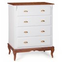 Ver imagem 1 de Cômoda Hanover 4 Gavetas Pés Luis Xv 116 X 90 X 50 Cm (a X L X P) - Cor Branco/imbuia Glazer