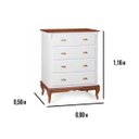 Ver imagem 3 de Cômoda Hanover 4 Gavetas Pés Luis Xv 116 X 90 X 50 Cm (a X L X P) - Cor Branco/imbuia Glazer