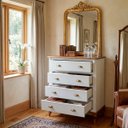 Ver imagem 4 de Cômoda Hanover 4 Gavetas Pés Luis Xv 116 X 90 X 50 Cm (a X L X P) - Cor Branco/imbuia Glazer