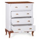 Ver imagem 2 de Cômoda Hanover 4 Gavetas Pés Luis Xv 116 X 90 X 50 Cm (a X L X P) - Cor Branco/imbuia Glazer