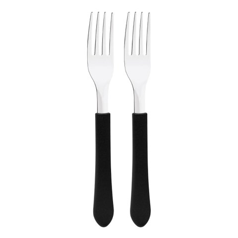 Kit 2 Garfo de Mesa Tramontina Leme Inox Cabo Preto