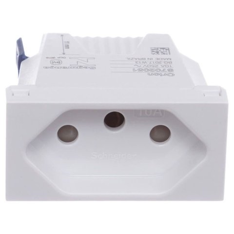 Módulo de Tomada 2 Pinos + Terra 10 Amperes 250 Volts Borne Automático Branco - S70205104 - Schneide