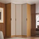 Ver imagem 1 de Guarda Roupa de Canto Obliquo 3 Portas Mdf Altezza Clean Belmax:freijó/off White
