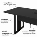 Ver imagem 5 de Mesa Reunião Industrial 200 cm X 90 cm para 8 Pessoas com 1 Caixa de Tomadas F5 Office Cor:Preto