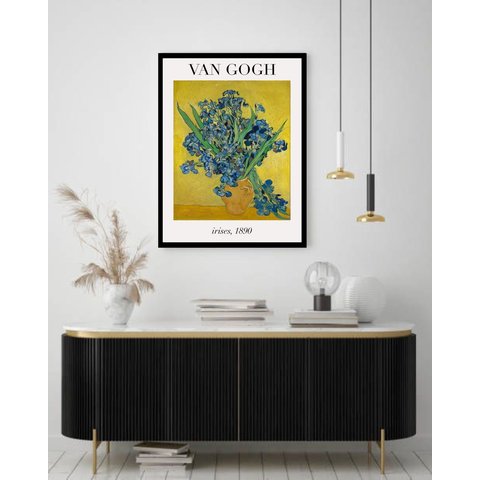 Quadro Decorativo Van Gogh Vaso Planta - 70x50cm:moldura Preta