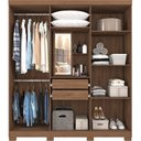Ver imagem 3 de Guarda-Roupa Casal MDF 6 Portas 2 Gavetas Espelho Interno Giratório Milena Panan Móveis