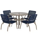 Ver imagem 1 de Kit 4 Cadeiras Corda Náutica e Mesa Tampo Ripado Varanda Alumínio Edícula