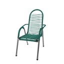 Ver imagem 1 de Cadeira de Alpendre Luxo Cordinha Fio Pvc Área Descanso Estrutura Aço Resistente Varanda Cor Verde