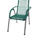 Ver imagem 2 de Cadeira de Alpendre Luxo Cordinha Fio Pvc Área Descanso Estrutura Aço Resistente Varanda Cor Verde