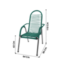Ver imagem 4 de Cadeira de Alpendre Luxo Cordinha Fio Pvc Área Descanso Estrutura Aço Resistente Varanda Cor Verde
