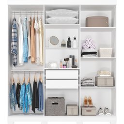 Guarda-Roupa Casal 6 Portas 2 Gavetas Internas 180cm 100% MDF Milena - 2