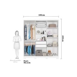 Guarda-Roupa Casal 6 Portas 2 Gavetas Internas 180cm 100% MDF Milena - 4