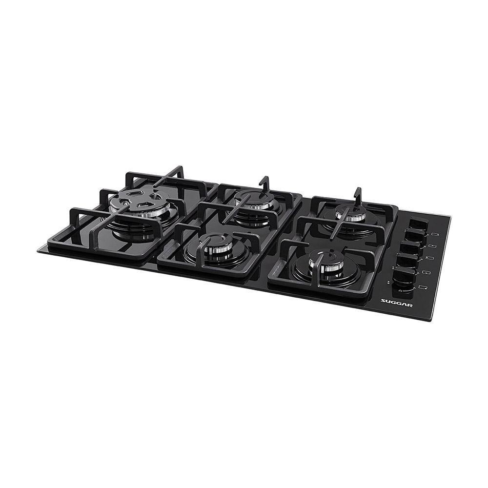 Cooktop Mesa 5 Bocas Vidro Gás Fg5335vp Suggar Preto Bivolt - 1