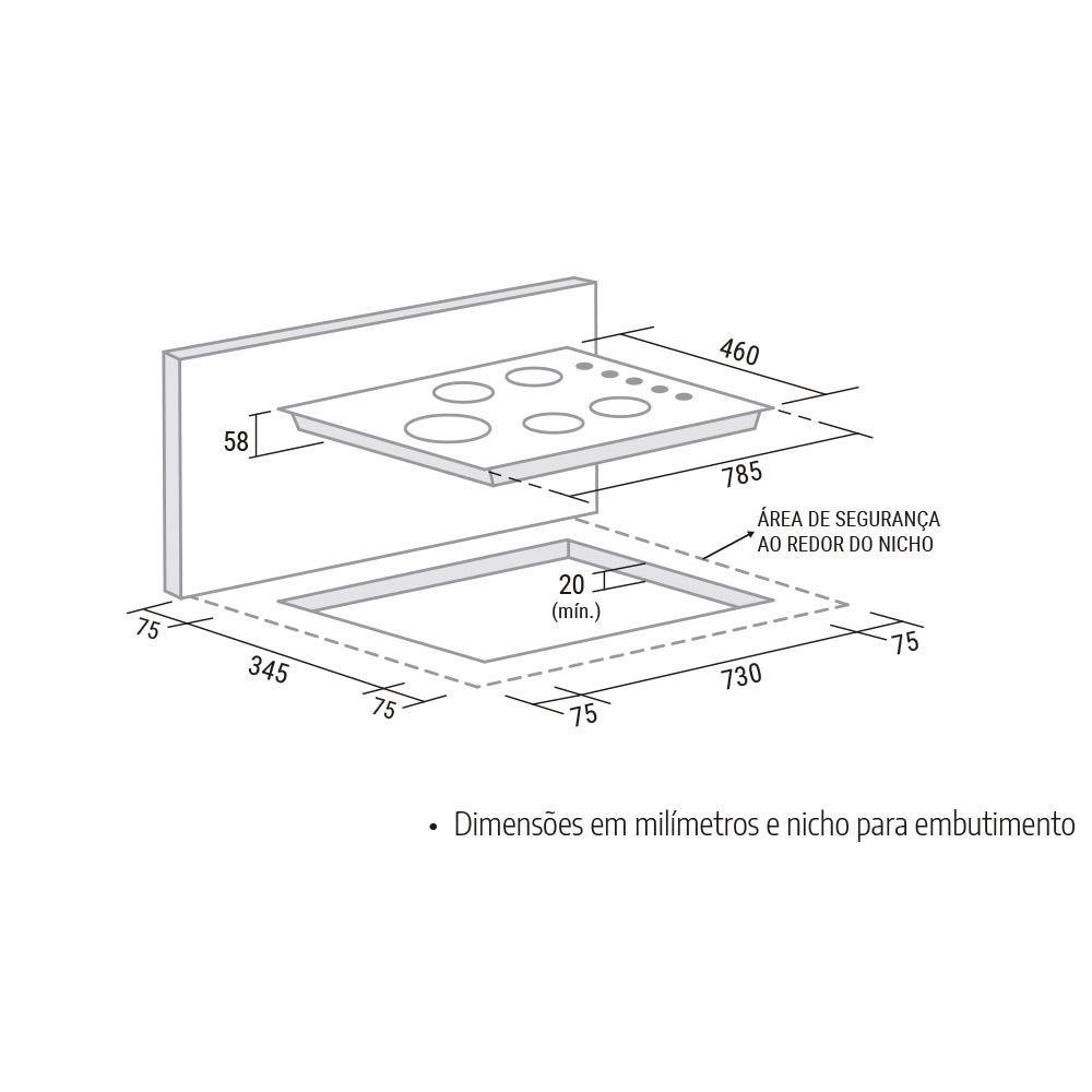 Cooktop Mesa 5 Bocas Vidro Gás Fg5335vp Suggar Preto Bivolt - 3