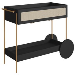 Carrinho Bar Porta Taças 110 Cm Pes Metal Oslo 28964 Nero Artesano - 1