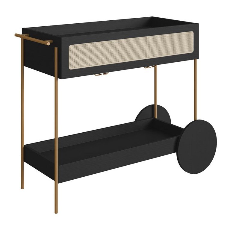 Carrinho Bar Porta Taças 110 Cm Pes Metal Oslo 28964 Nero Artesano