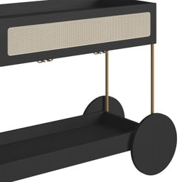 Carrinho Bar Porta Taças 110 Cm Pes Metal Oslo 28964 Nero Artesano - 6