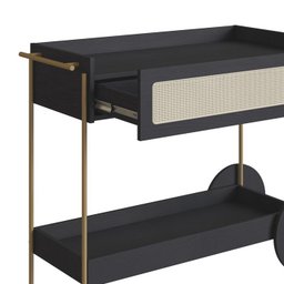 Carrinho Bar Porta Taças 110 Cm Pes Metal Oslo 28964 Nero Artesano - 5