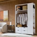 Ver imagem 1 de Guarda Roupa Smart de Solteiro com 4 Gavetas Multiuso Cabideiro e Prateleiras Organizadoras para