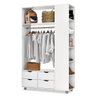 Guarda Roupa Smart de Solteiro com 4 Gavetas Multiuso Cabideiro e Prateleiras Organizadoras para - 5
