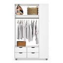 Ver imagem 4 de Guarda Roupa Smart de Solteiro com 4 Gavetas Multiuso Cabideiro e Prateleiras Organizadoras para