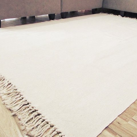 Tapete Cru 2,00 X 1,50 Sala Quarto Artesanal Algodão Liso