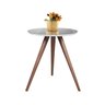 Mesa de Canto Lateral Tampo de Vidro Pé Palito Redonda:off White/60 Cm - 1
