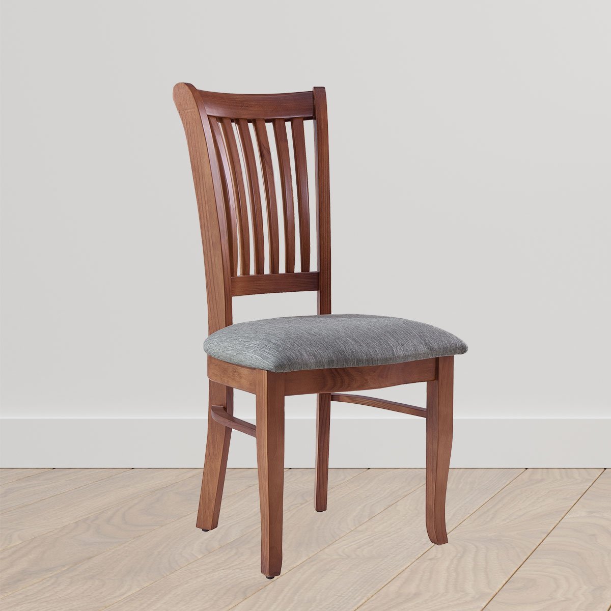 Cadeira para Mesa de Jantar Estofada 47x102 Cm Anthurium Madeira Maciça Imbuia Linho Cinza L55 - RMI