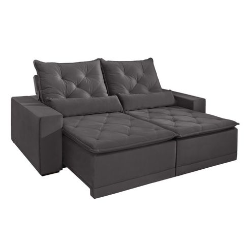 Sofá Retrátil e Reclinável 3 Lugares Valência Evidence Suede Cinza