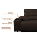 Ver imagem 6 de Sofá com Porta Copos Carregador USB Ret Rec Arizona 2,50m Velosuede - Netsofas - Marrom