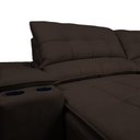 Ver imagem 4 de Sofá com Porta Copos Carregador USB Ret Rec Arizona 2,50m Velosuede - Netsofas - Marrom