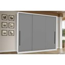 Ver imagem 1 de Guarda Roupa Casal 3 Portas de Correr e 4 Gavetas Valência Branco/cinza - Politorno