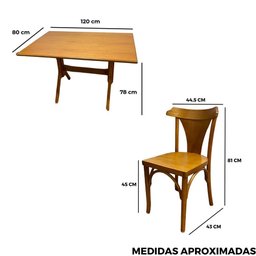 Conjunto Fixo 120x80 Mesa X com 4 Cadeiras Italia Madeira Maciça Tauari - 8