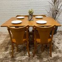 Ver imagem 1 de Conjunto Fixo 120x80 Mesa X com 4 Cadeiras Italia Madeira Maciça Tauari