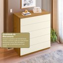 Ver imagem 7 de Aparador para Sala de Estar com 5 Gavetas Compacta Marrom/Freijó/Off White