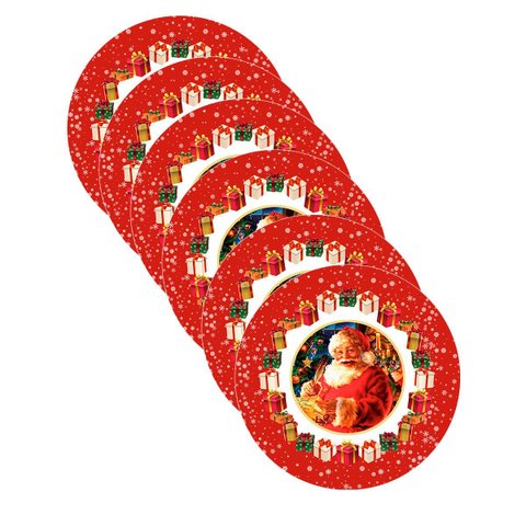 Kit Sousplat Natal Papai Noel Iii Nsw 6 Peças sem Base