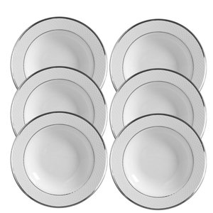 Conjunto de 6 Pratos Fundos Relevo Prata - 24,5cm