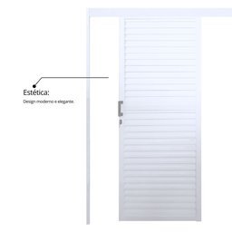 Porta de Alumínio de Correr Sobrepor 215x70cm Laminada Reversil Soft Plus MGM Abertura Esquerda Branco - 5