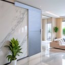 Ver imagem 2 de Porta de Alumínio de Correr Sobrepor 215x70cm Laminada Reversil Soft Plus MGM Abertura Esquerda Branco