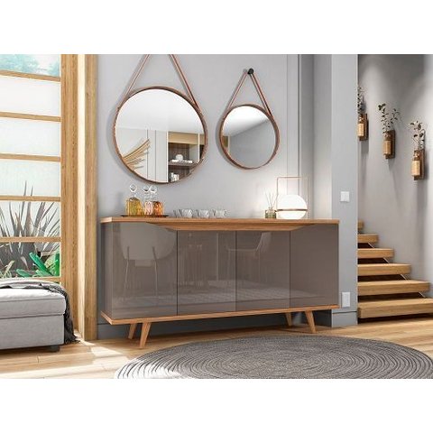 Buffet Grace Cinza Perola/noce - Casa D Móveis