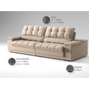 Ver imagem 3 de Sofá com Porta Copos e Carregador Usb Ret Rec Luke 2,10m Linho Soft Bege - Netsofas