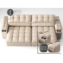 Ver imagem 7 de Sofá com Porta Copos e Carregador Usb Ret Rec Luke 2,10m Linho Soft Bege - Netsofas