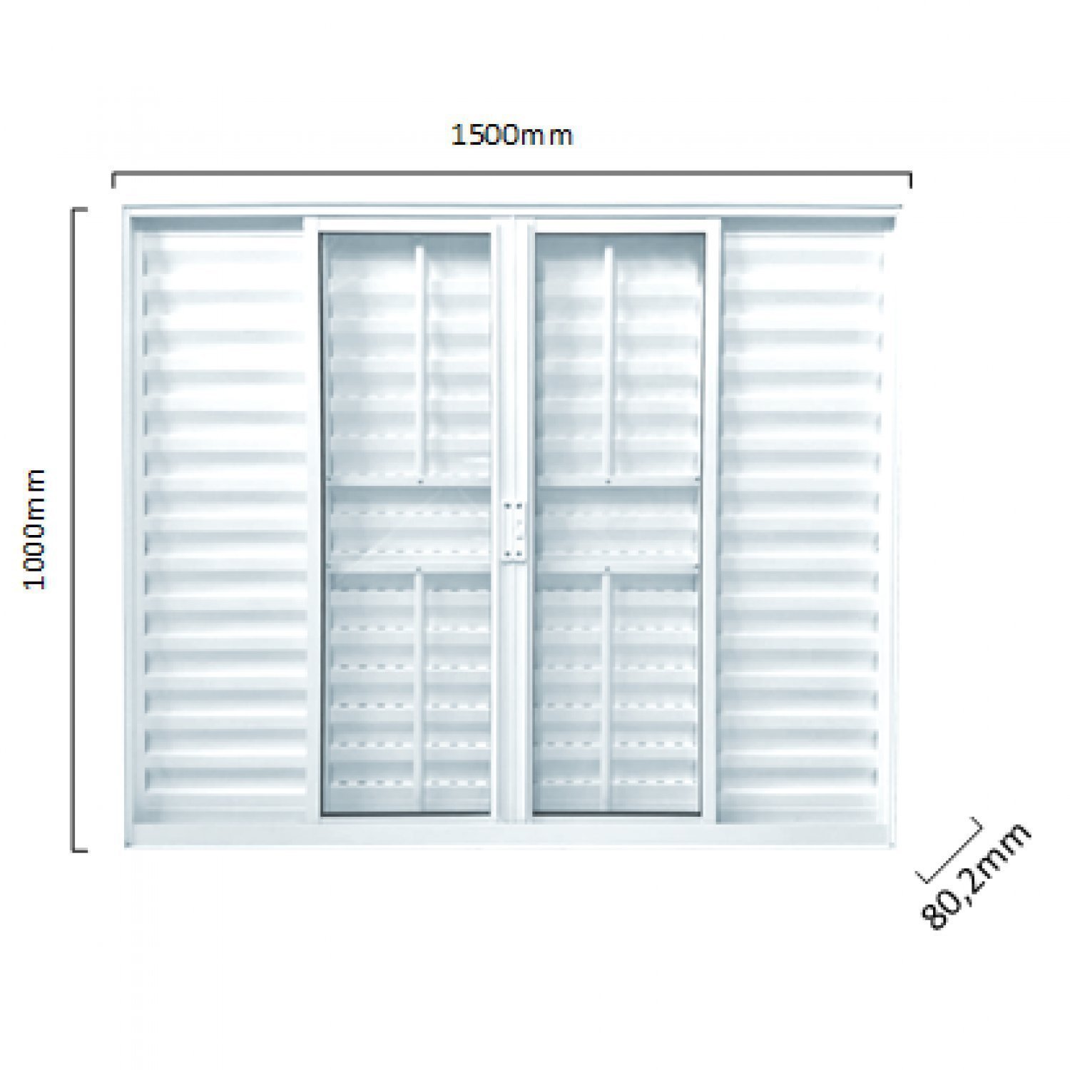 Janela de Alumínio Veneziana 100x150cm 6 Folhas com Grade e Vidro Liso Soft Plus MGM Branco - 2