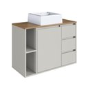 Ver imagem 2 de Balcão Gabinete de Banheiro com Cuba 1 Porta e 3 Gavetas Suspenso 80cm Multimóveis Crart-BAL006 -