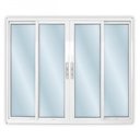 Ver imagem 1 de Janela de Alumínio de Correr 100x100cm 4 Folhas 2 Fixas com Vidro Liso Linha Solida MGM Branco